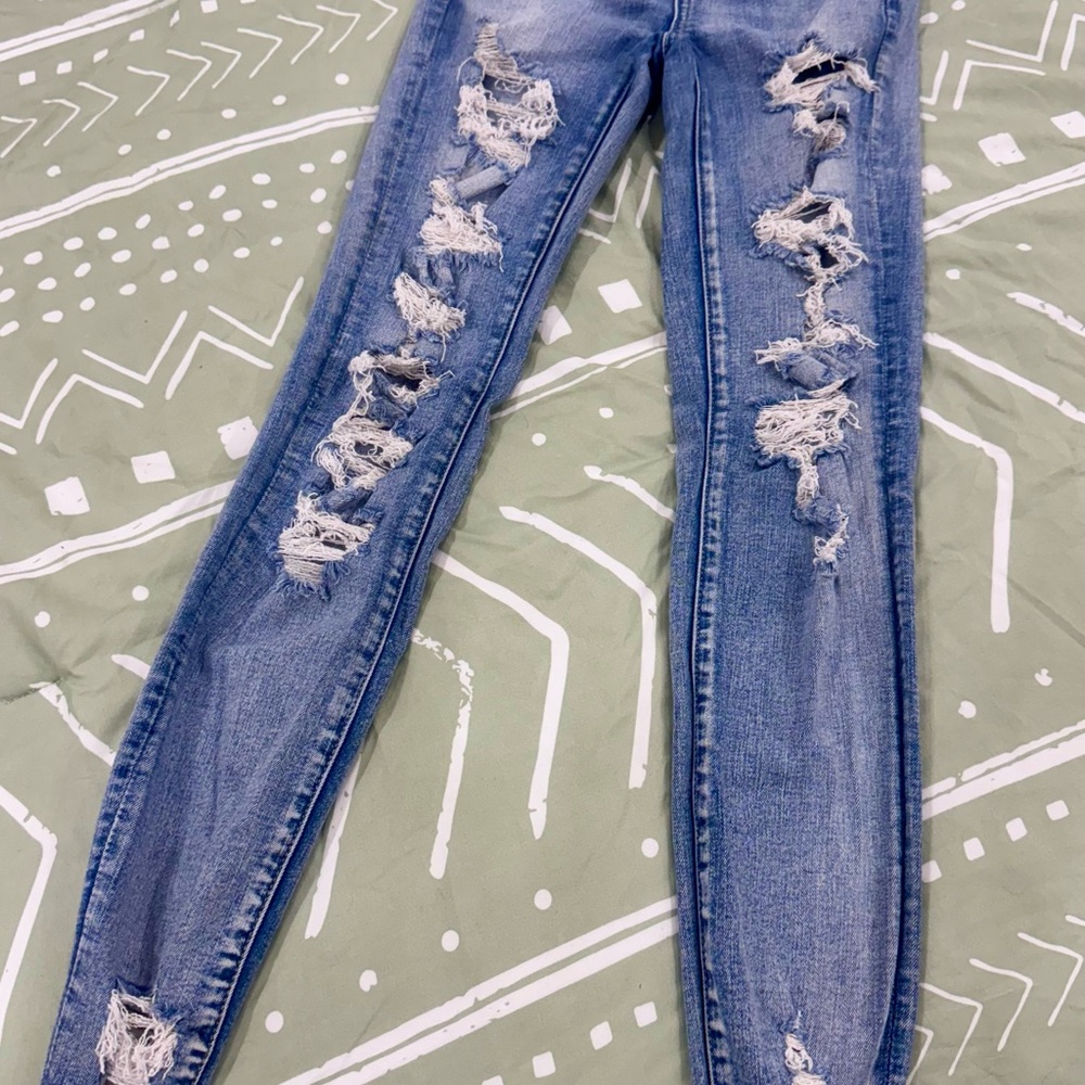American Eagle Outfitters Ripped Blue Skinny Jeans